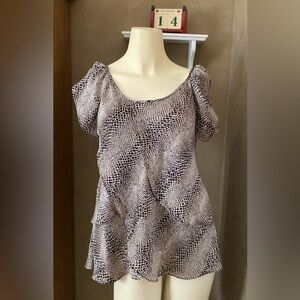 Violet & Claire Tops Blouse Leopard Print Layered wrap women’s size M